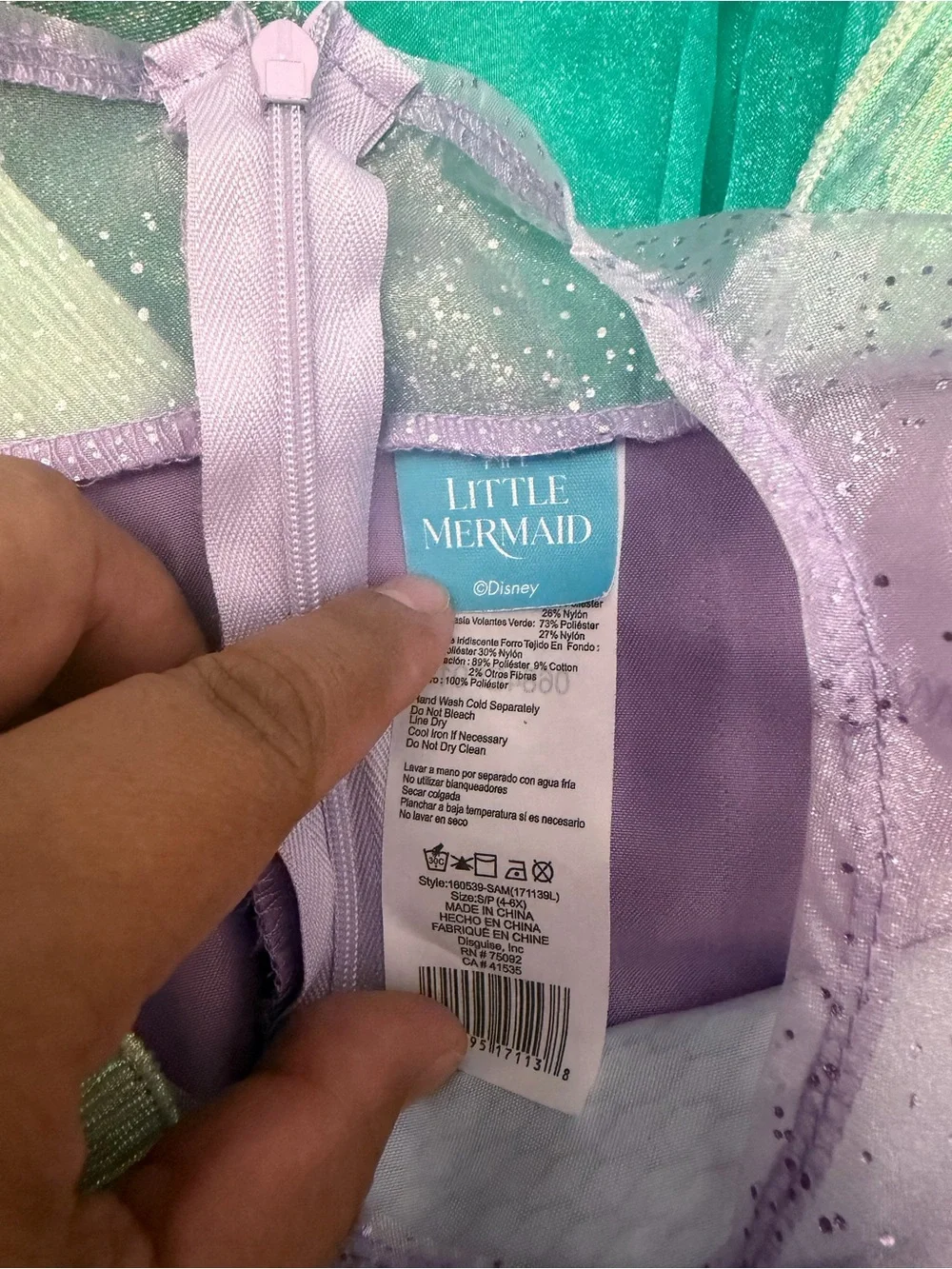 Disney Iridescent Mermaid Costume Dress in Teal, Purple & Pink